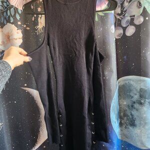 (Ross) goth knit dress lace up slits size small
